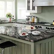 Green Farmhouse Kitchen with Laminate Countertop