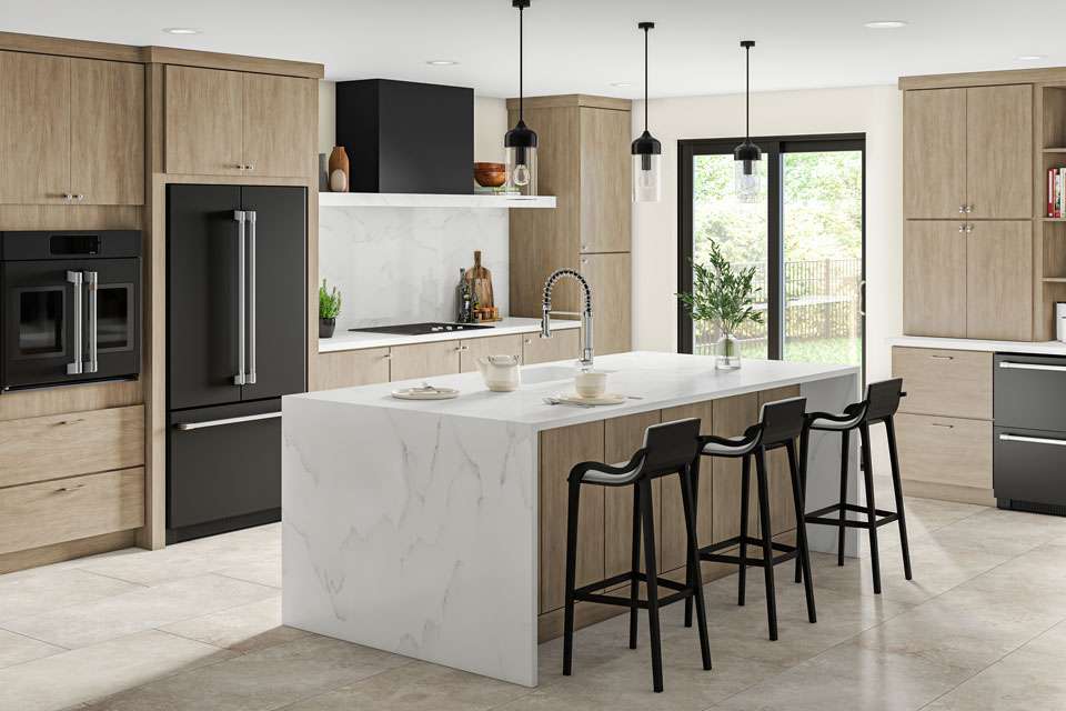 Contemporary Nature-Inspired White Marble Kitchen 
