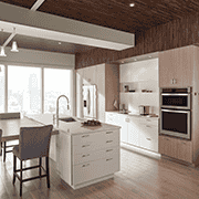 Modern Textures Kitchen with Laminate Cabinet Fronts and Quartz Countertop