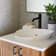 Serenbe House Powder Room with Quartz Countertop