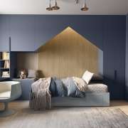 Cozy Retreat: Blue Hues and Natural Wood Accents