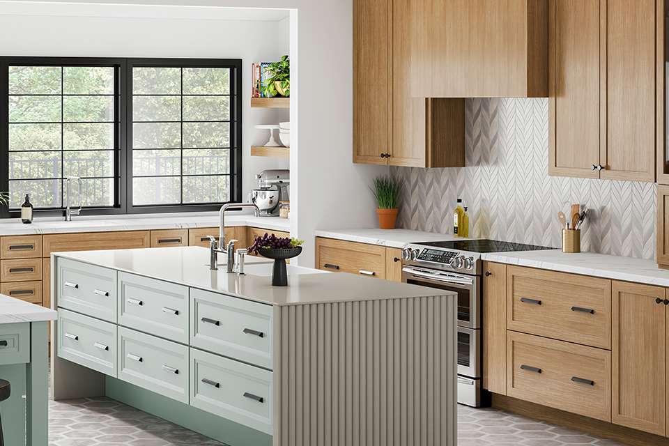 Large Transitional Family Kitchen feat. Thermoformable Solid Surface