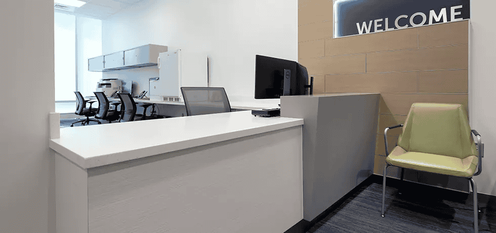 Reception Desk | High Pressure Laminate in Vapor Strandz