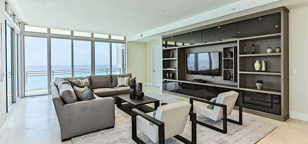 Miami Diplomat Condo | Sleek Modern Living Room