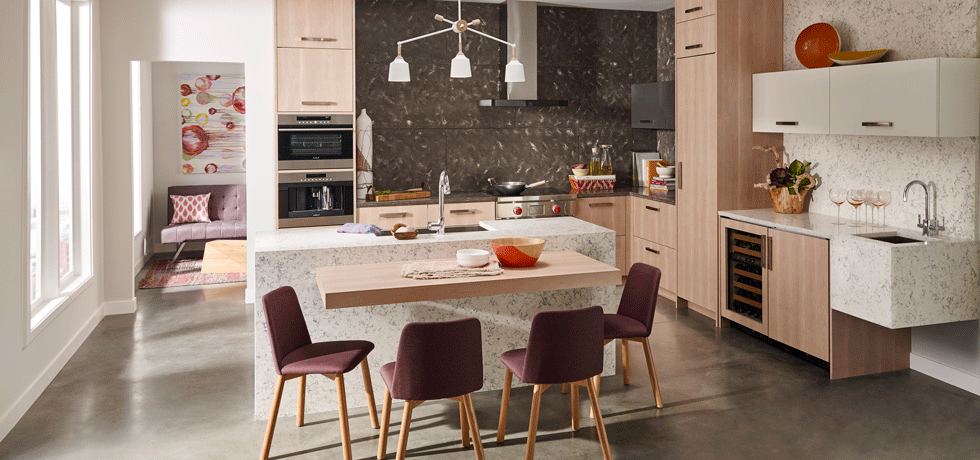 Mixing of Materials Kitchen | Quartz, Solid Surface, Laminate